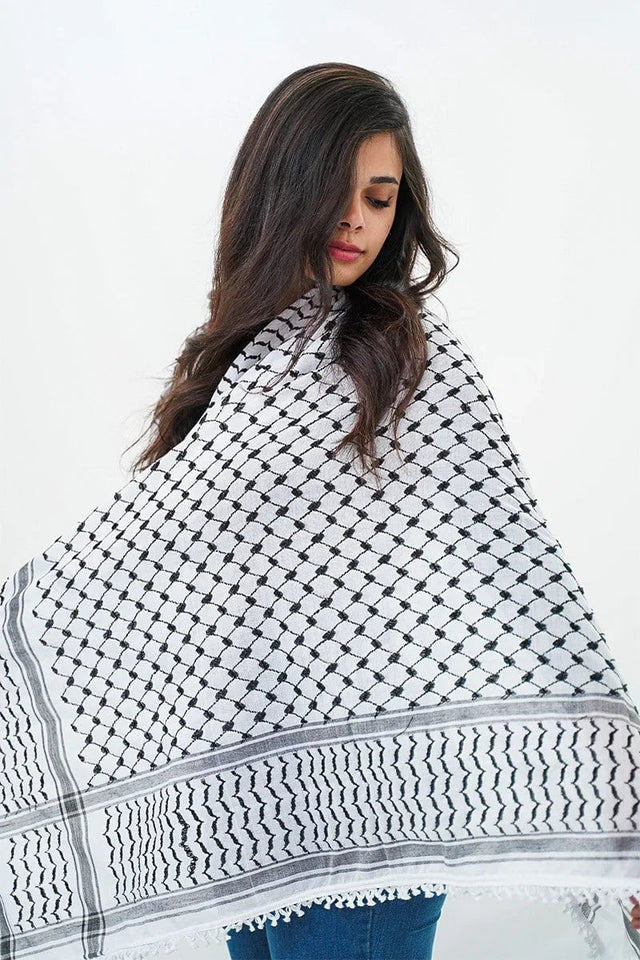 Authentic Black & White Palestinian keffiyeh scarf