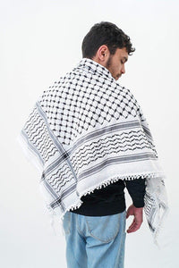 Authentic Black & White Palestinian keffiyeh scarf