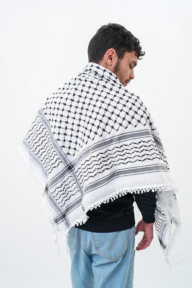 Authentic Black & White Palestinian keffiyeh scarf