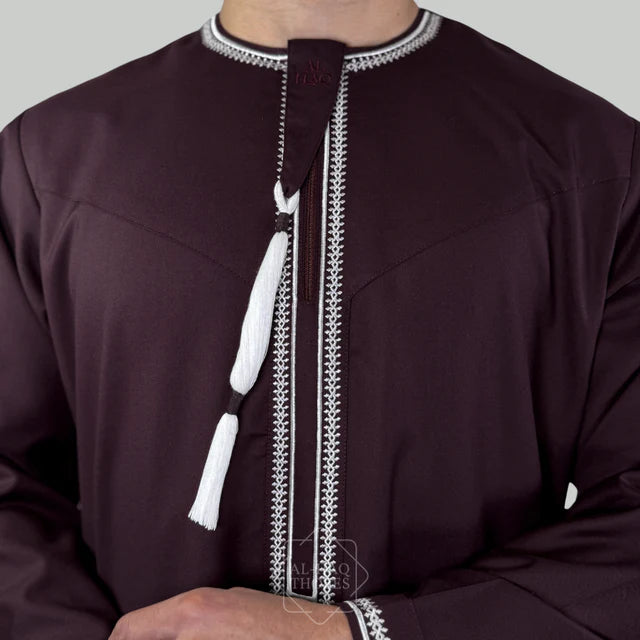 The Rustaq Burgundy Omani Thobe
