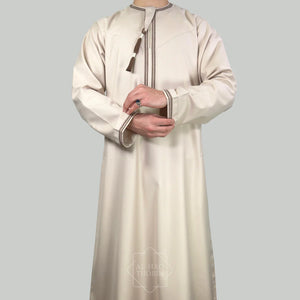 The Bahla Beige & Brown Omani Thobe