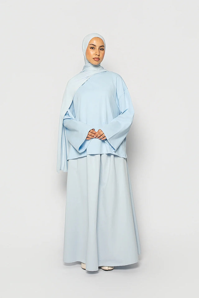 Sky Blue Cotton Poplin & Jersey Co-Ord Set