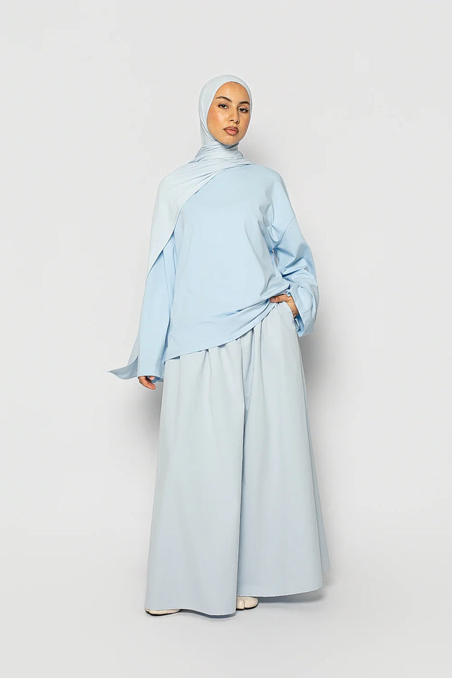 Sky Blue Cotton Poplin & Jersey Co-Ord Set