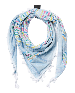 Traditional Akka Kufiya with Hirbawi pattern from KUFIYA®, featuring classic black and white woven keffiyeh design.