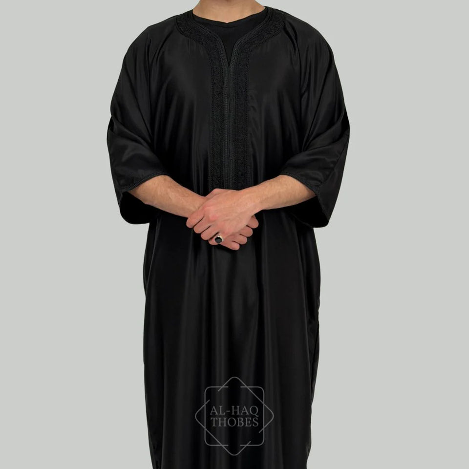 Fez Midnight Black Zipped Gandoura