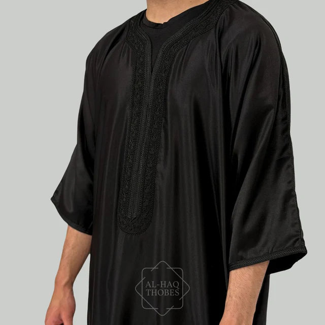 Fez Midnight Black Zipped Gandoura