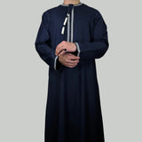 The Nizwa Navy & White Omani Thobe